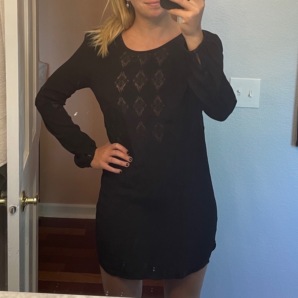 ASTR Black Embroidered Dress